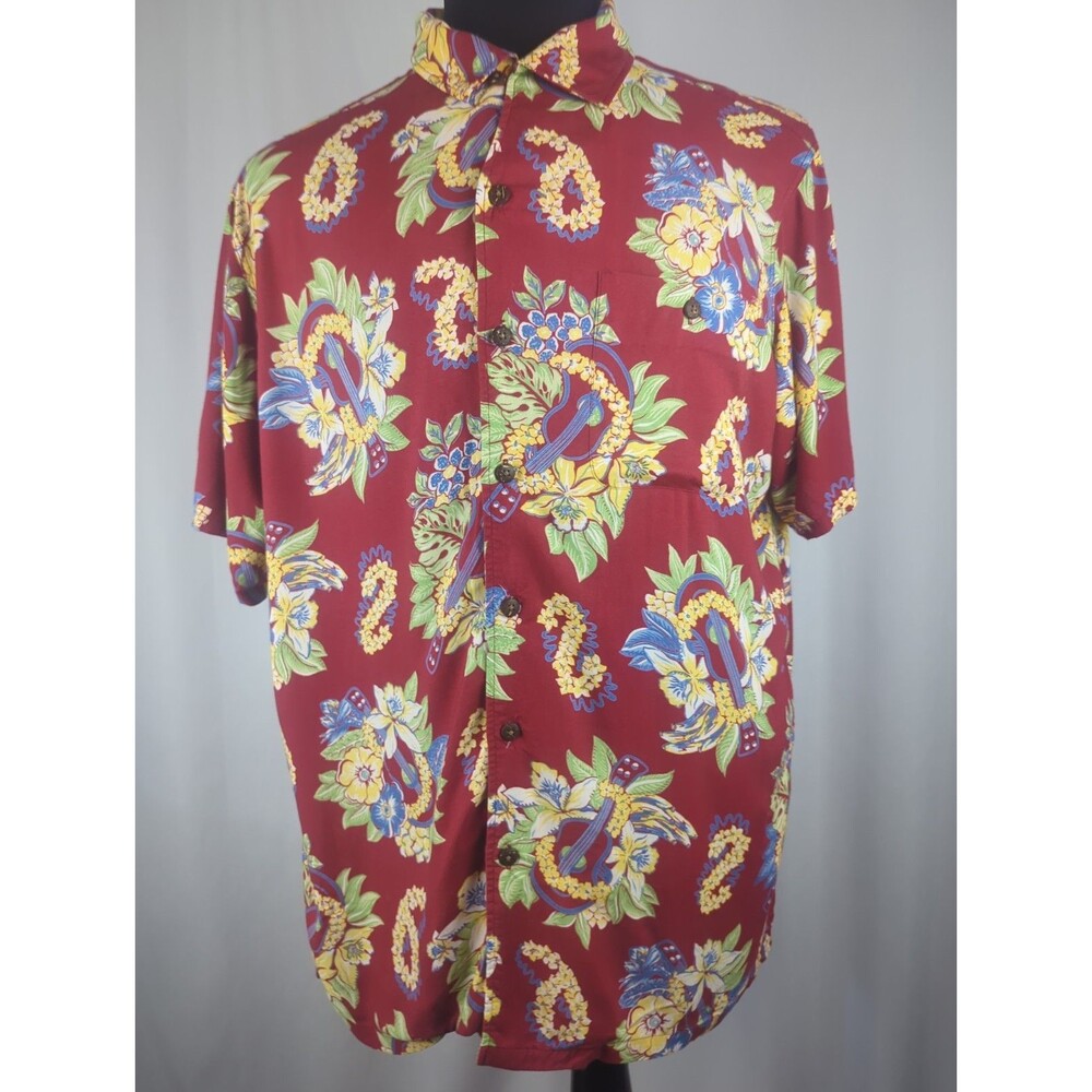 Vintage Polo Ralph Lauren Hawaiian Shirt Mens L Camp Aloha Ukulele Viscose Rare